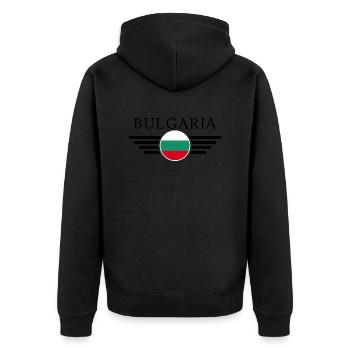 Bulgarien Charme T-Shirt - Unisex Premium Bio Zip Hoodie - Schwarz - Hinten - Nico (187cm)