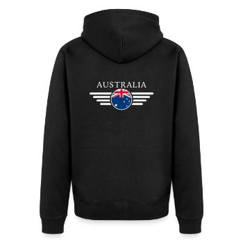 Australia Style Design T-Shirt - Unisex Premium Organic Zip Hoodie - black - Back - Nico (187cm)