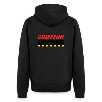 COIFFEUR exceptionnel - Veste à capuche bio Premium Unisexe - noir - Dos - Nico (187cm)
