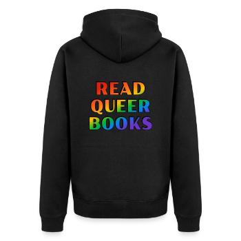 Lire des livres queer - Veste à capuche bio Premium Unisexe - noir - Dos - Nico (187cm)