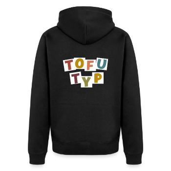 Tofu-Typ - Unisex Premium Bio Zip Hoodie - Schwarz - Hinten - Nico (187cm)
