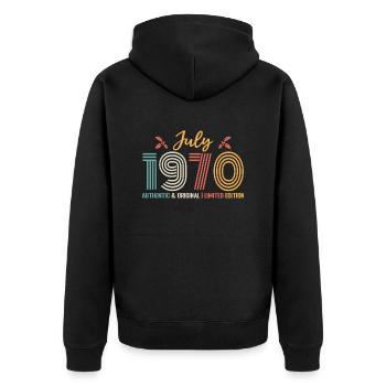 July 1970 Birthday July 1970 July - Unisex Premium Organic Zip Hoodie - black - Back - Nico (187cm)