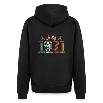 July 1971 birthday July 1971 July - Unisex Premium Organic Zip Hoodie - black - Back - Nico (187cm)