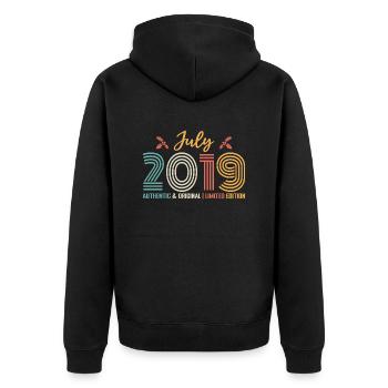 July 2019 birthday July 2019 July - Unisex Premium Organic Zip Hoodie - black - Back - Nico (187cm)