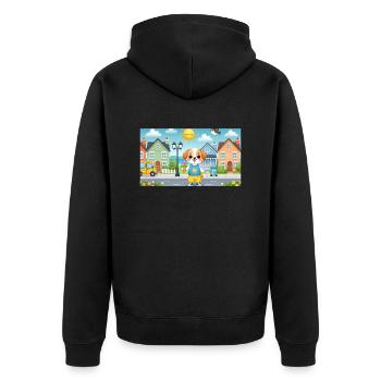 Kleiner Hund mit Eis - Unisex Premium Bio Zip Hoodie - Schwarz - Hinten - Nico (187cm)