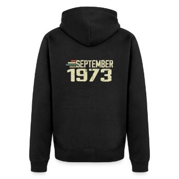 September 1973 Vintage Gift Idea September 1973 - Unisex Premium Organic Zip Hoodie - black - Back - Nico (187cm)