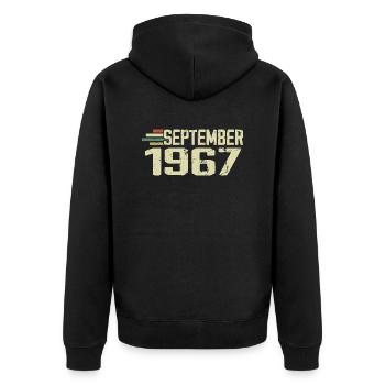 September 1967 Vintage Gift Idea September 1967 - Unisex Premium Organic Zip Hoodie - black - Back - Nico (187cm)