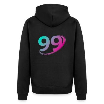 Number 99 multicolor - Unisex Premium Organic Zip Hoodie - black - Back - Nico (187cm)