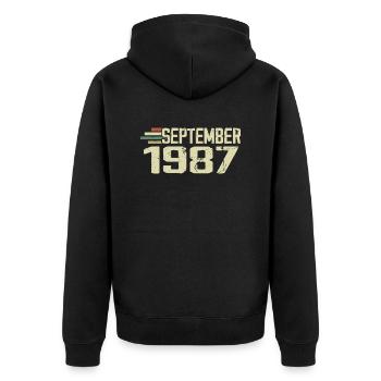 September 1987 Vintage Gift Idea September 1987 - Unisex Premium Organic Zip Hoodie - black - Back - Nico (187cm)