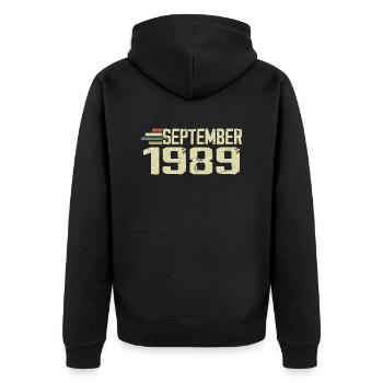 September 1989 Vintage Gift Idea September 1989 - Unisex Premium Organic Zip Hoodie - black - Back - Nico (187cm)