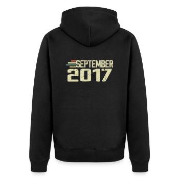 September 2017 Vintage Gift Idea September 2017 - Unisex Premium Organic Zip Hoodie - black - Back - Nico (187cm)