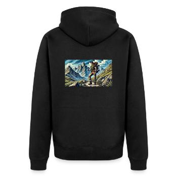 Hiking in the mountains l - Unisex Premium Organic Zip Hoodie - black - Back - Nico (187cm)