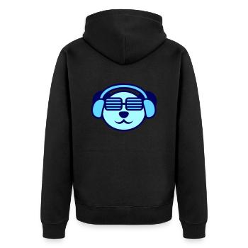 Pandabär DJ Panda Bär Hört Laute Musik Party Tier - Unisex Premium Bio Zip Hoodie - Schwarz - Hinten - Nico (187cm)