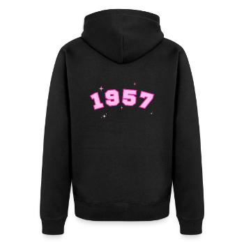 1957 rose étoile - Veste à capuche bio Premium Unisexe - noir - Dos - Nico (187cm)