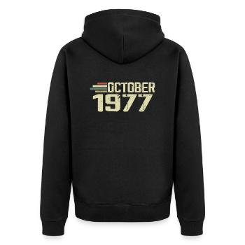 Octobre 1977 - Anniversaire en octobre 1977 - Veste à capuche bio Premium Unisexe - noir - Dos - Nico (187cm)