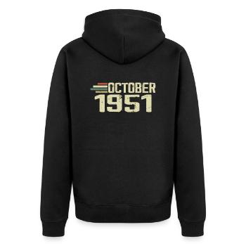 October 1951 - Geburtstag im Oktober 1951 - Unisex Premium Bio Zip Hoodie - Schwarz - Hinten - Nico (187cm)