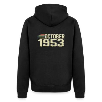 October 1953 - Geburtstag im Oktober 1953 - Unisex Premium Bio Zip Hoodie - Schwarz - Hinten - Nico (187cm)