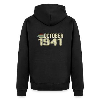 October 1941 - Geburtstag im Oktober 1941 - Unisex Premium Bio Zip Hoodie - Schwarz - Hinten - Nico (187cm)