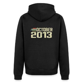 October 2013 - Geburtstag im Oktober 2013 - Unisex Premium Bio Zip Hoodie - Schwarz - Hinten - Nico (187cm)