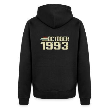 October 1993 - Birthday in October 1993 - Unisex Premium Organic Zip Hoodie - black - Back - Nico (187cm)
