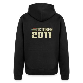 October 2011 - Geburtstag im Oktober 2011 - Unisex Premium Bio Zip Hoodie - Schwarz - Hinten - Nico (187cm)