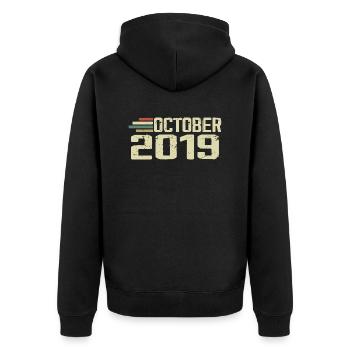 October 2019 - Geburtstag im Oktober 2019 - Unisex Premium Bio Zip Hoodie - Schwarz - Hinten - Nico (187cm)