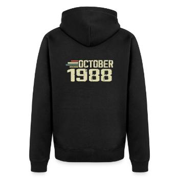 October 1988 - Geburtstag im Oktober 1988 - Unisex Premium Bio Zip Hoodie - Schwarz - Hinten - Nico (187cm)
