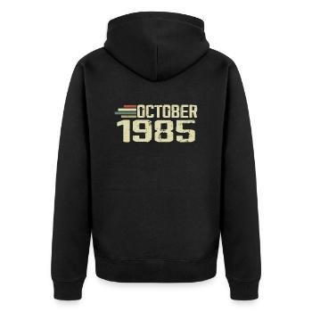 Octobre 1985 - Anniversaire en octobre 1985 - Veste à capuche bio Premium Unisexe - noir - Dos - Nico (187cm)
