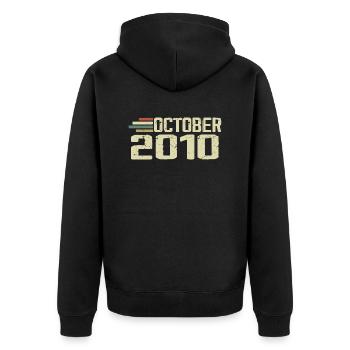 October 2010 - Geburtstag im Oktober 2010 - Unisex Premium Bio Zip Hoodie - Schwarz - Hinten - Nico (187cm)