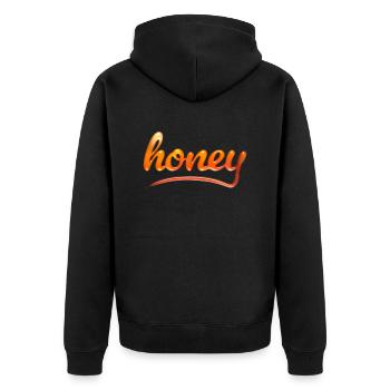 Honey Text Art - Unisex Premium Organic Zip Hoodie - black - Back - Nico (187cm)