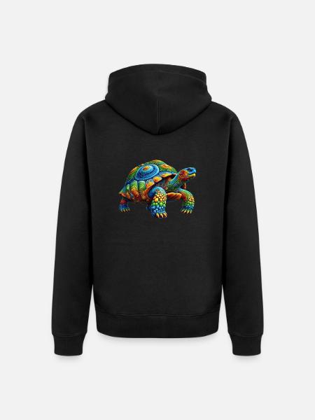 Bunte Regenbogen Schildkröte - Unisex Premium Bio Zip Hoodie - Schwarz