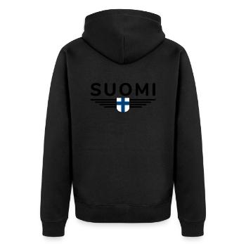 Conception de t-shirts en Finlande – Nordic Style & Nature - Veste à capuche bio Premium Unisexe - noir - Dos - Nico (187cm)