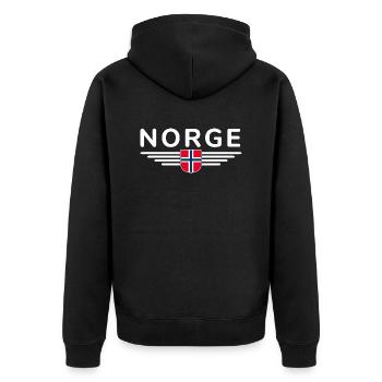 J’aime la tenue T-shirt design Norvège - Veste à capuche bio Premium Unisexe - noir - Dos - Nico (187cm)