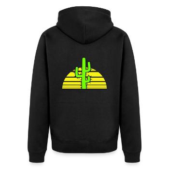 Cactus, Soleil, Épineux, Nuit, Désert, Coucher de soleil - Veste à capuche bio Premium Unisexe - noir - Dos - Nico (187cm)