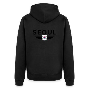 T-shirt Seoul Fan pour les amoureux de la Corée - Veste à capuche bio Premium Unisexe - noir - Dos - Nico (187cm)