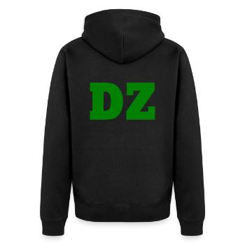 Dz - Unisex Premium Bio Zip Hoodie - Schwarz - Hinten - Nico (187cm)