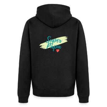 Super Dad - Unisex Premium Organic Zip Hoodie - black - Back - Nico (187cm)