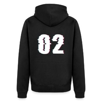 Two 2 Two 02 Number Effect Distorted Number - Unisex Premium Organic Zip Hoodie - black - Back - Nico (187cm)