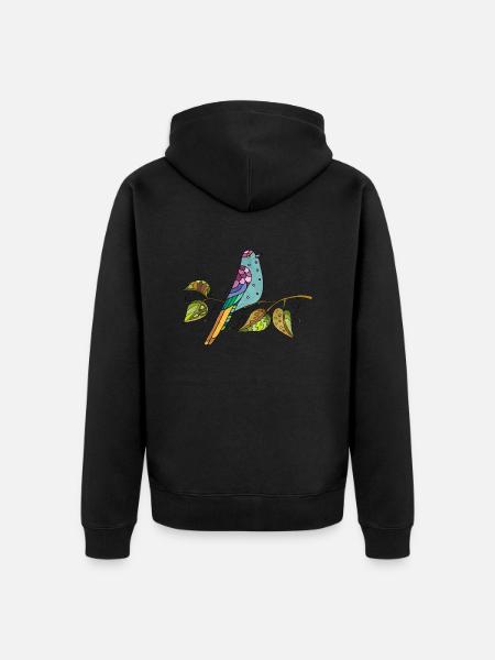 Bunter Vogel - Unisex Premium Bio Zip Hoodie - Schwarz