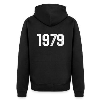 1979 Vintage Né Millésime 1979 Anniversaire 1979 - Veste à capuche bio Premium Unisexe - noir - Dos - Nico (187cm)