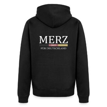 Merz für Deutschland 2025 - Unisex Premium Bio Zip Hoodie - Schwarz - Hinten - Nico (187cm)