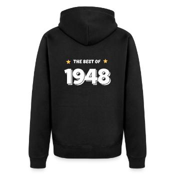 Das Beste von 1948 - Unisex Premium Bio Zip Hoodie - Schwarz - Hinten - Nico (187cm)
