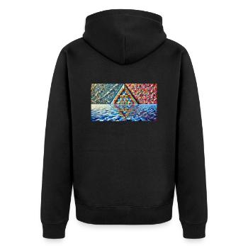 Unicorn-Capable-Triangel - Unisex Premium Bio Zip Hoodie - Schwarz - Hinten - Nico (187cm)