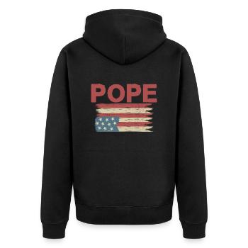 Amerikanische Flagge papst - Unisex Premium Bio Zip Hoodie - Schwarz - Hinten - Nico (187cm)