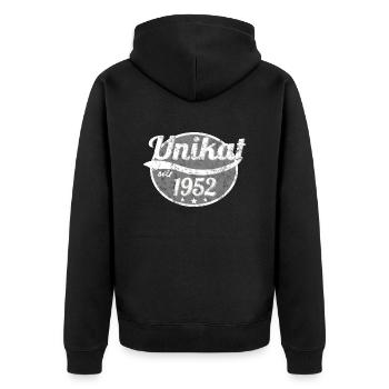 1952 Unikat - Unisex Premium Bio Zip Hoodie - Schwarz - Hinten - Nico (187cm)