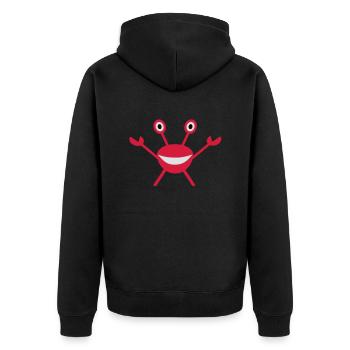 Krabbe - Crabby Krebs - Unisex Premium Bio Zip Hoodie - Schwarz - Hinten - Nico (187cm)