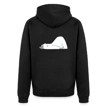 Lustiger Trickfilm Eisbär von Cheerful Madness!! - Unisex Premium Bio Zip Hoodie - Schwarz - Hinten - Nico (187cm)