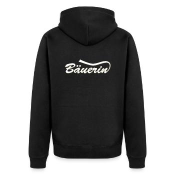 Landwirtin Bäuerin - Unisex Premium Bio Zip Hoodie - Schwarz - Hinten - Nico (187cm)