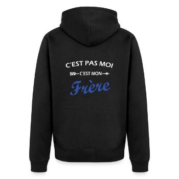 C'est pas moi c'est mon Frère - Tshirt ado humour - Veste à capuche bio Premium Unisexe - noir - Dos - Nico (187cm)