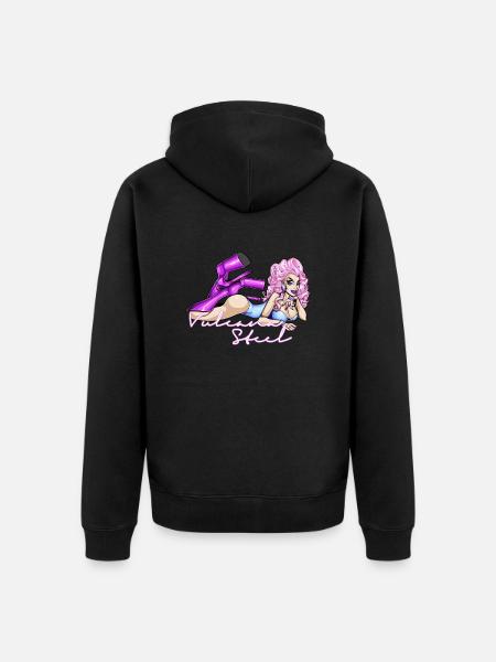 VULCANA STEEL WHITE LETTERS - Unisex Premium Organic Zip Hoodie - black
